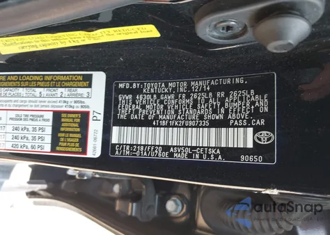 2015 Toyota Camry Se z USA, uszkodzony, nr VIN 4T1BF1FK2FU907335